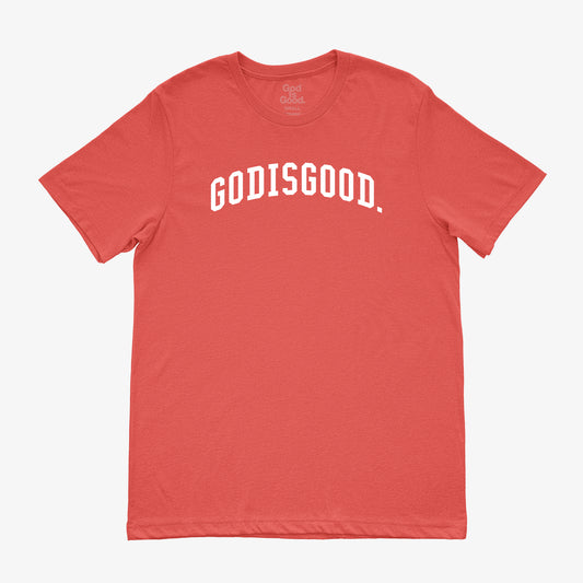 "GOD IS GOOD" ARCH TEE (RED/WHITE)